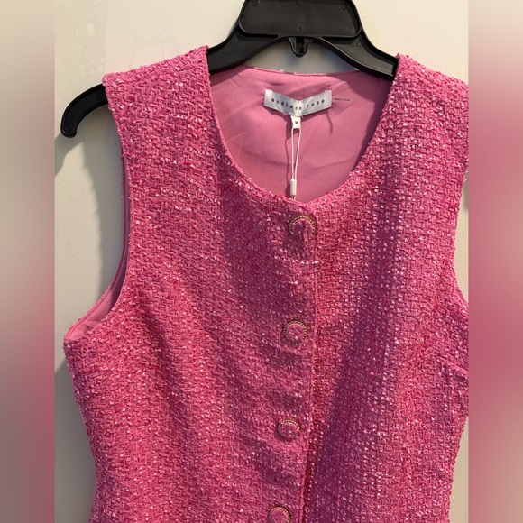 revolve x Endless Rose Pink Sleeveless Button-Front Tweed Business Dress M NWT - Picture 6 of 10